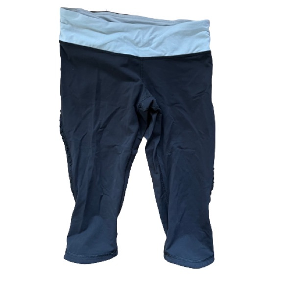 Lululemon Run: Fast and Free Crop deep coal/mini squiggle emboss caspian blue 6 - Picture 9 of 11